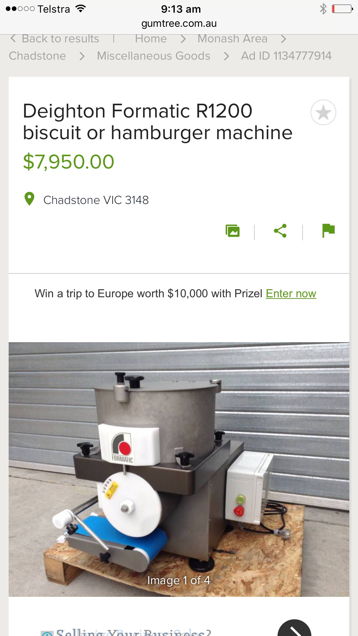 Deighton Formatic R1200 forming machine, $7,950 Gumtree listing